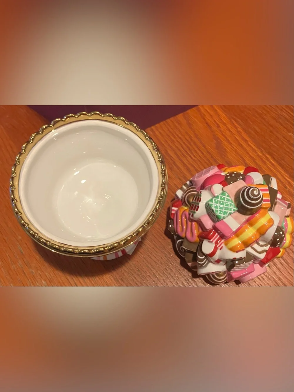 NEW w/o box Department 56 Glitterville Ceramic Candy Dish w/Lid Sugarplums Rare